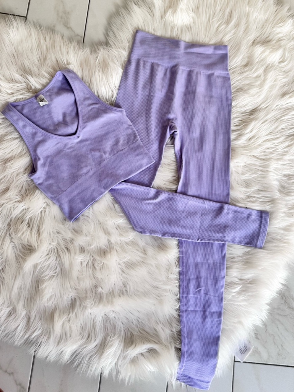 Girls 90 Degree By Reflex Lavender Ribbed Two Piece Set (Size 12)